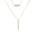 14K yellow gold two-strand paperclip necklace with marquise diamond charm