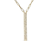 14K Yellow Gold 3/8 Cttw Two-Strand Marquise and Bar Charm Paper Clip Link Pendant Necklace  (I-J Color, I1-I2 Clarity) -18