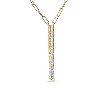 14K Yellow Gold 3/8 Cttw Two-Strand Marquise and Bar Charm Paper Clip Link Pendant Necklace  (I-J Color, I1-I2 Clarity) -18