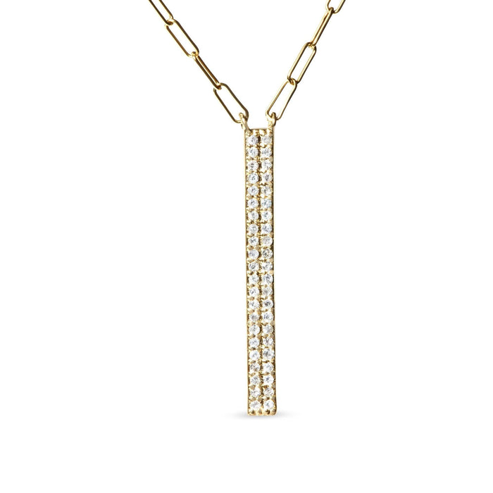 14K Yellow Gold 3/8 Cttw Two-Strand Marquise and Bar Charm Paper Clip Link Pendant Necklace  (I-J Color, I1-I2 Clarity) -18