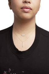 14K Yellow Gold 3/8 Cttw Two-Strand Marquise and Bar Charm Paper Clip Link Pendant Necklace  (I-J Color, I1-I2 Clarity) -18