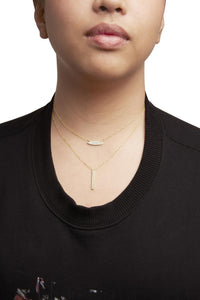14K Yellow Gold 3/8 Cttw Two-Strand Marquise and Bar Charm Paper Clip Link Pendant Necklace  (I-J Color, I1-I2 Clarity) -18