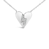.925 Sterling Silver Diamond Broken Heart Pendant Necklace (H-I Color, I1-I2 Clarity) - 18