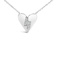 .925 Sterling Silver Diamond Broken Heart Pendant Necklace (H-I Color, I1-I2 Clarity) - 18