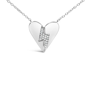 .925 Sterling Silver Diamond Broken Heart Pendant Necklace (H-I Color, I1-I2 Clarity) - 18