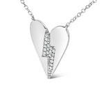 .925 Sterling Silver Diamond Broken Heart Pendant Necklace (H-I Color, I1-I2 Clarity) - 18