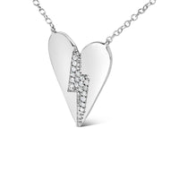 .925 Sterling Silver Diamond Broken Heart Pendant Necklace (H-I Color, I1-I2 Clarity) - 18