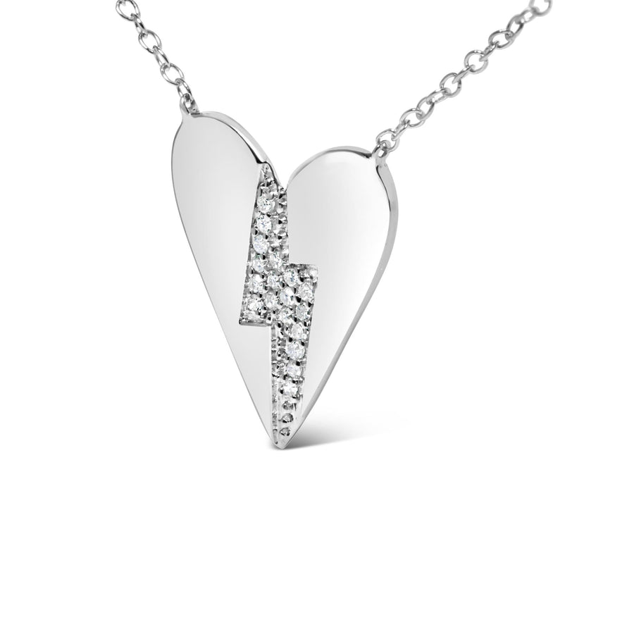 .925 Sterling Silver Diamond Broken Heart Pendant Necklace (H-I Color, I1-I2 Clarity) - 18