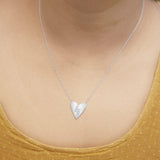 .925 Sterling Silver Diamond Broken Heart Pendant Necklace (H-I Color, I1-I2 Clarity) - 18