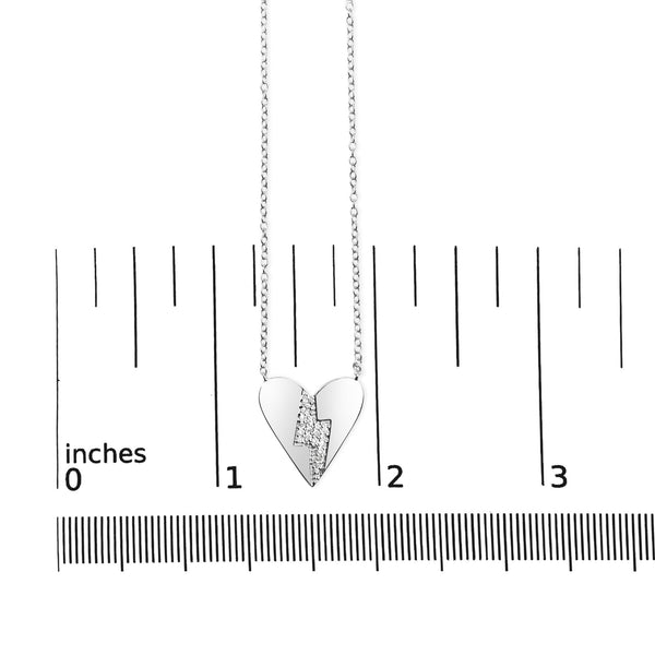 .925 Sterling Silver Diamond Broken Heart Pendant Necklace (H-I Color, I1-I2 Clarity) - 18