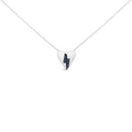 925 sterling silver necklace with heart blue diamond broken heart pendant