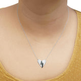 .925 Sterling Silver Blue Diamond Broken Heart Pendant Necklace (H-I Color, I1-I2 Clarity) - 18