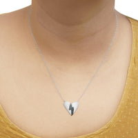 .925 Sterling Silver Blue Diamond Broken Heart Pendant Necklace (H-I Color, I1-I2 Clarity) - 18