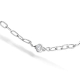 14K White Gold 1/2 Cttw Diamond Bezel Station Paperclip Chain Necklace (H-I Color, SI1-SI2 Clarity) - 18