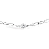 14K White Gold 1/2 Cttw Diamond Bezel Station Paperclip Chain Necklace (H-I Color, SI1-SI2 Clarity) - 18