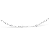 14K White Gold 1/2 Cttw Diamond Bezel Station Paperclip Chain Necklace (H-I Color, SI1-SI2 Clarity) - 18