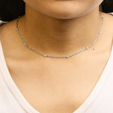 14K White Gold 1/2 Cttw Diamond Bezel Station Paperclip Chain Necklace (H-I Color, SI1-SI2 Clarity) - 18