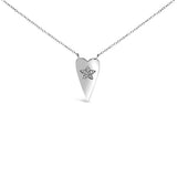 .925 Sterling Silver Diamond Heart with Star Pendant Necklace-0 thumbnail 1