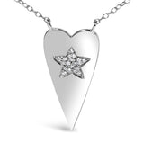 .925 Sterling Silver Diamond Heart with Star Pendant Necklace-1 thumbnail 2