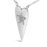 .925 Sterling Silver Diamond Heart with Star Pendant Necklace-3 thumbnail 4