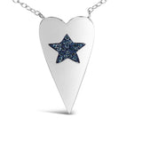 .925 Sterling Silver Blue Diamond Heart with Star Pendant Necklace-1 thumbnail 2