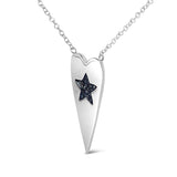 .925 Sterling Silver Blue Diamond Heart with Star Pendant Necklace-3 thumbnail 4