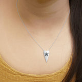 .925 Sterling Silver Blue Diamond Heart with Star Pendant Necklace-2 thumbnail 3