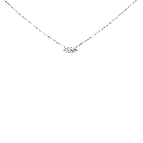 14K White Gold 1/2 Cttw Marquise Lab-Grown Diamond East West Solitaire 18