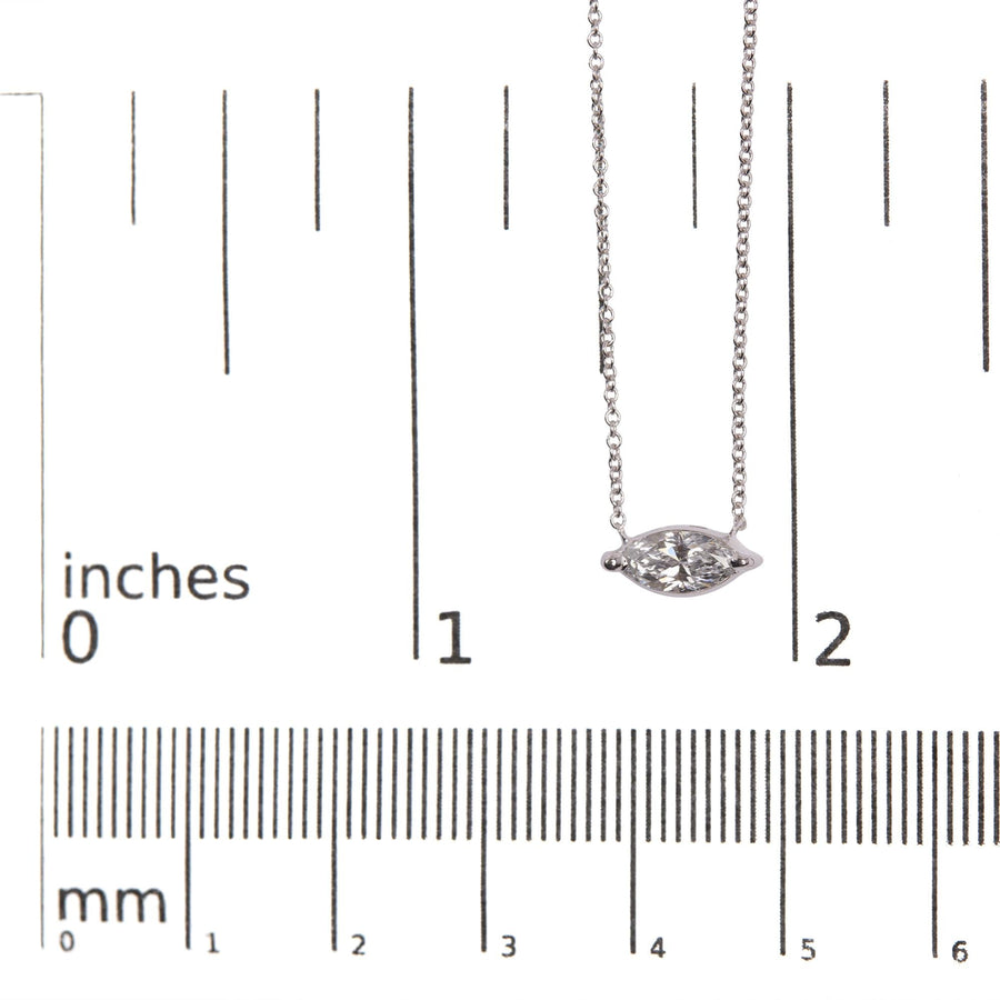 14K White Gold 1/2 Cttw Marquise Lab-Grown Diamond East West Solitaire 18