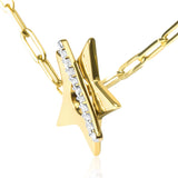 18K Yellow Gold Plated Sterling Silver Diamond Accent Star Pendant Necklace with Paperclip Chain-3 thumbnail 4