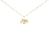 10K yellow gold elephant pendant necklace with 1/5 carat diamond accents thumbnail 1