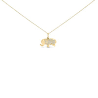 10K Yellow Gold 1/5 Cttw Diamond Elephant Pendant Necklace