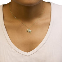 10K Yellow Gold 1/5 Cttw Diamond Elephant Pendant Necklace