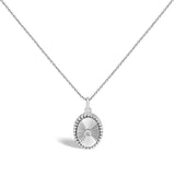 14K White Gold Diamond Accent Oval  Fluted Medallion Pendant Necklace-0 thumbnail 1