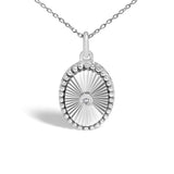 14K White Gold Diamond Accent Oval  Fluted Medallion Pendant Necklace-1 thumbnail 2