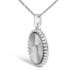 14K White Gold Diamond Accent Oval  Fluted Medallion Pendant Necklace-3 thumbnail 4
