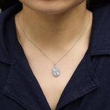 14K White Gold Diamond Accent Oval  Fluted Medallion Pendant Necklace-2 thumbnail 3