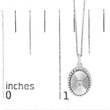 14K White Gold Diamond Accent Oval  Fluted Medallion Pendant Necklace-4 thumbnail 5