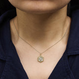 14K Yellow Gold Diamond Accent Fluted Hexagon Medallion Pendant Necklace-2 thumbnail 3