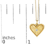 14K Yellow Gold Diamond Accent Heart Fluted Medallion Pendant Necklace-4 thumbnail 5