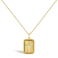 14K Yellow Gold Diamond Accent Rectangular Fluted Medallion Pendant Necklace-0
