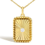 14K Yellow Gold Diamond Accent Rectangular Fluted Medallion Pendant Necklace-1 thumbnail 2