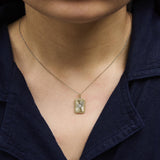 14K Yellow Gold Diamond Accent Rectangular Fluted Medallion Pendant Necklace-2 thumbnail 3