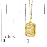 14K Yellow Gold Diamond Accent Rectangular Fluted Medallion Pendant Necklace-4 thumbnail 5