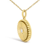 14K Yellow Gold Diamond Accent Circle Fluted Medallion Pendant Necklace-3 thumbnail 4