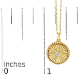 14K Yellow Gold Diamond Accent Circle Fluted Medallion Pendant Necklace-4 thumbnail 5