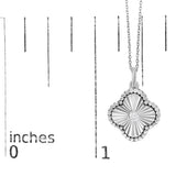 10K White Gold Diamond Accent Clover Fluted Pendant Necklace-4 thumbnail 5