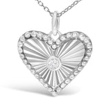 10K White Gold Diamond Accent Heart Fluted Medallion Pendant Necklace-1 thumbnail 2
