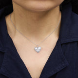 10K White Gold Diamond Accent Heart Fluted Medallion Pendant Necklace-2 thumbnail 3