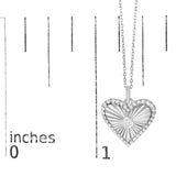 10K White Gold Diamond Accent Heart Fluted Medallion Pendant Necklace-4 thumbnail 5